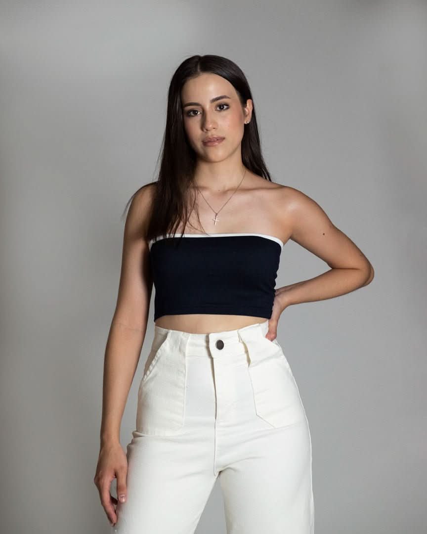 Blusa Vera Azul con Blanco - AVORY