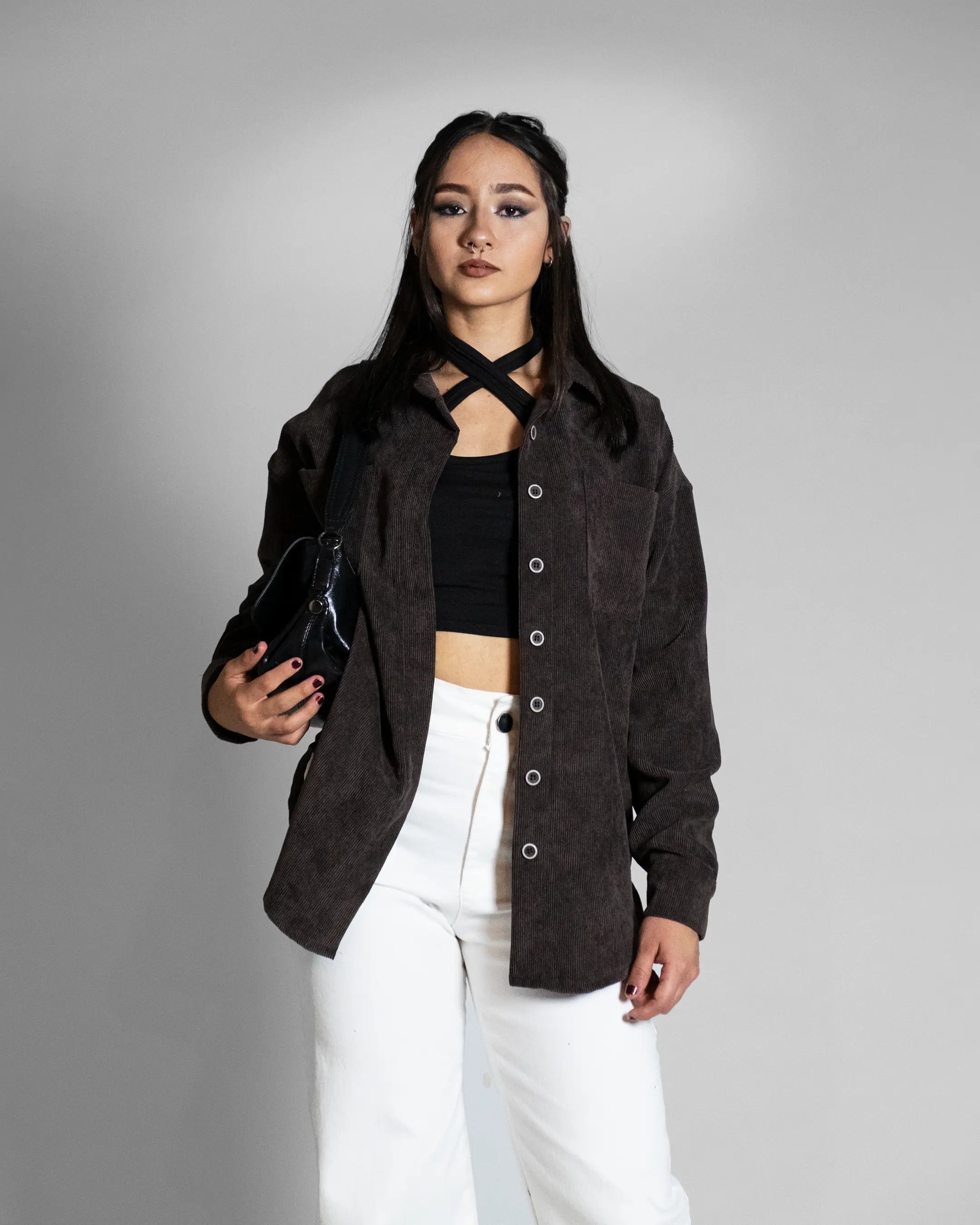 Chamarra oversized pana café