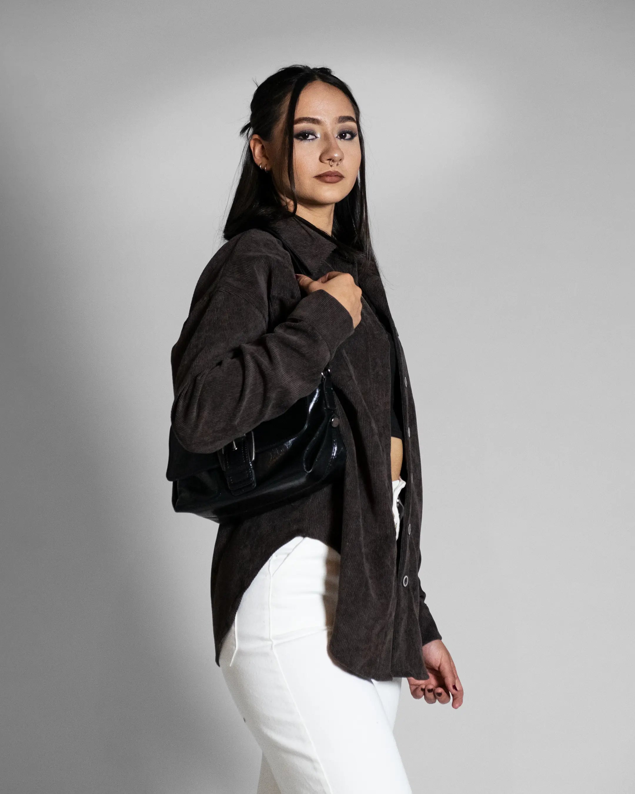 Chamarra oversized pana café