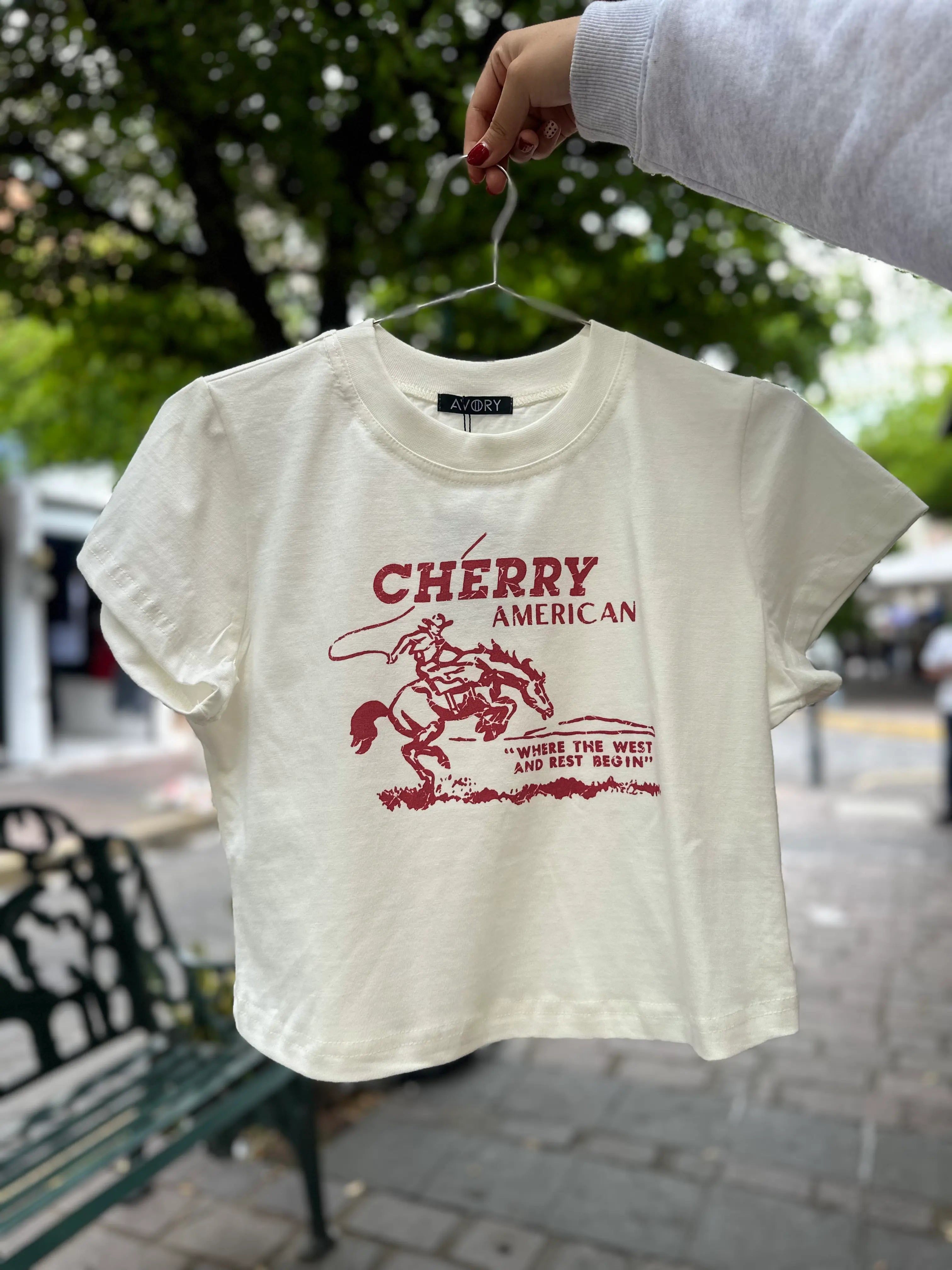 Baby tee cherry cowboy
