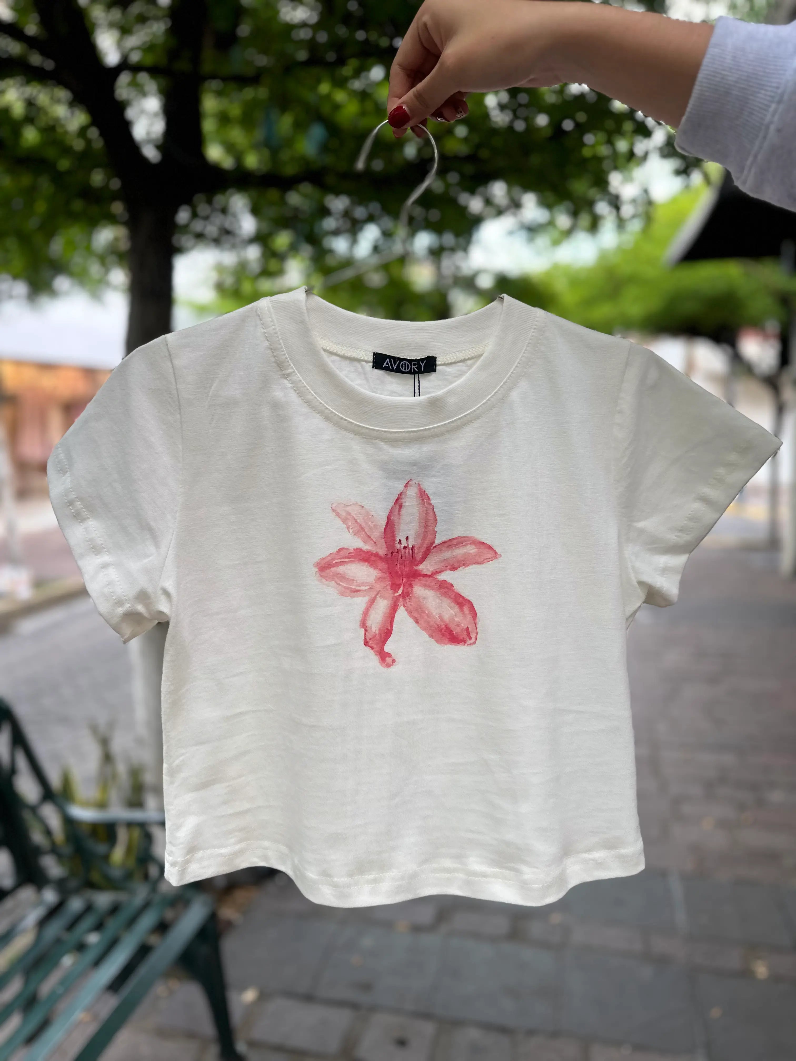 Baby tee flor rosa