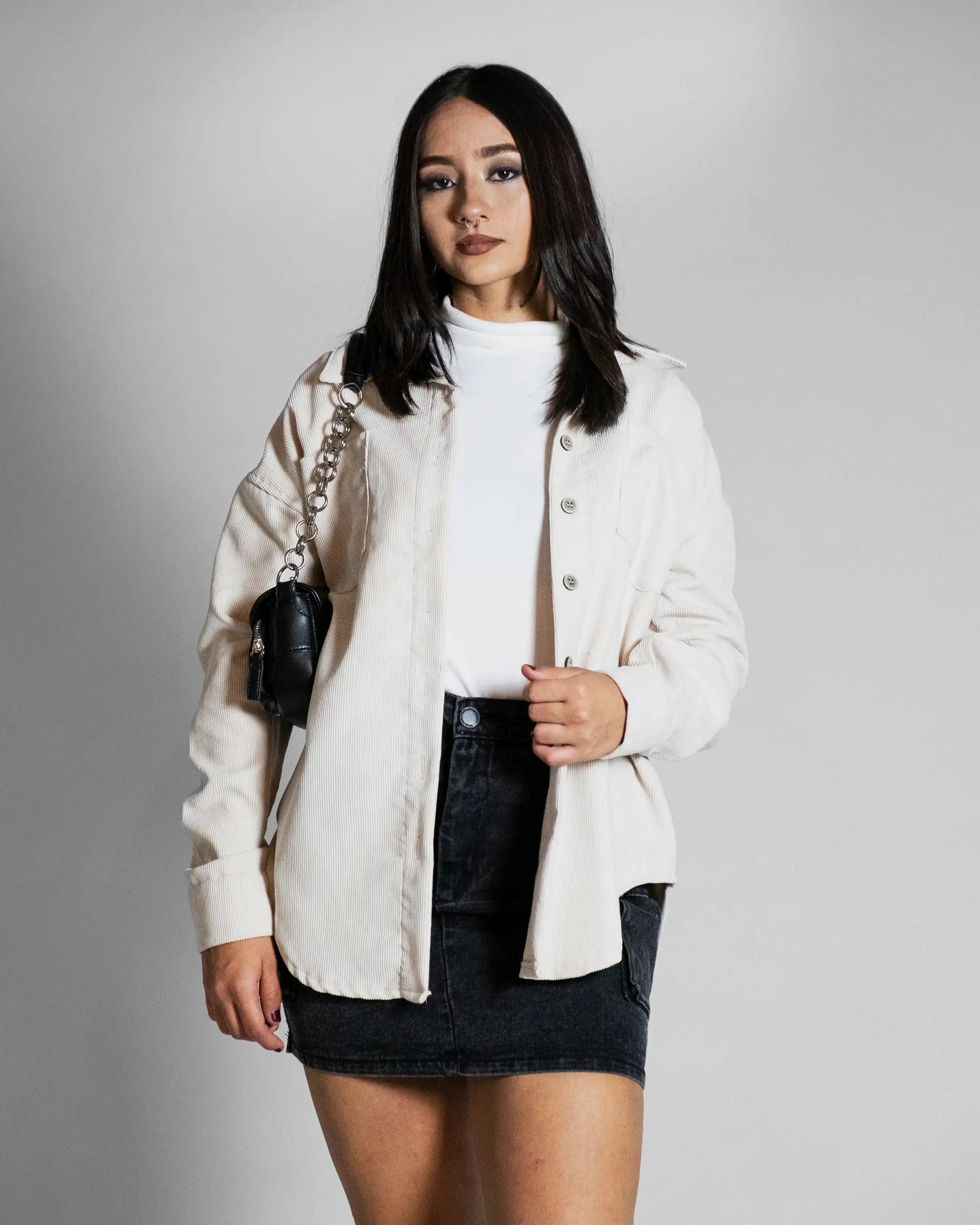 Chamarra oversized pana beige